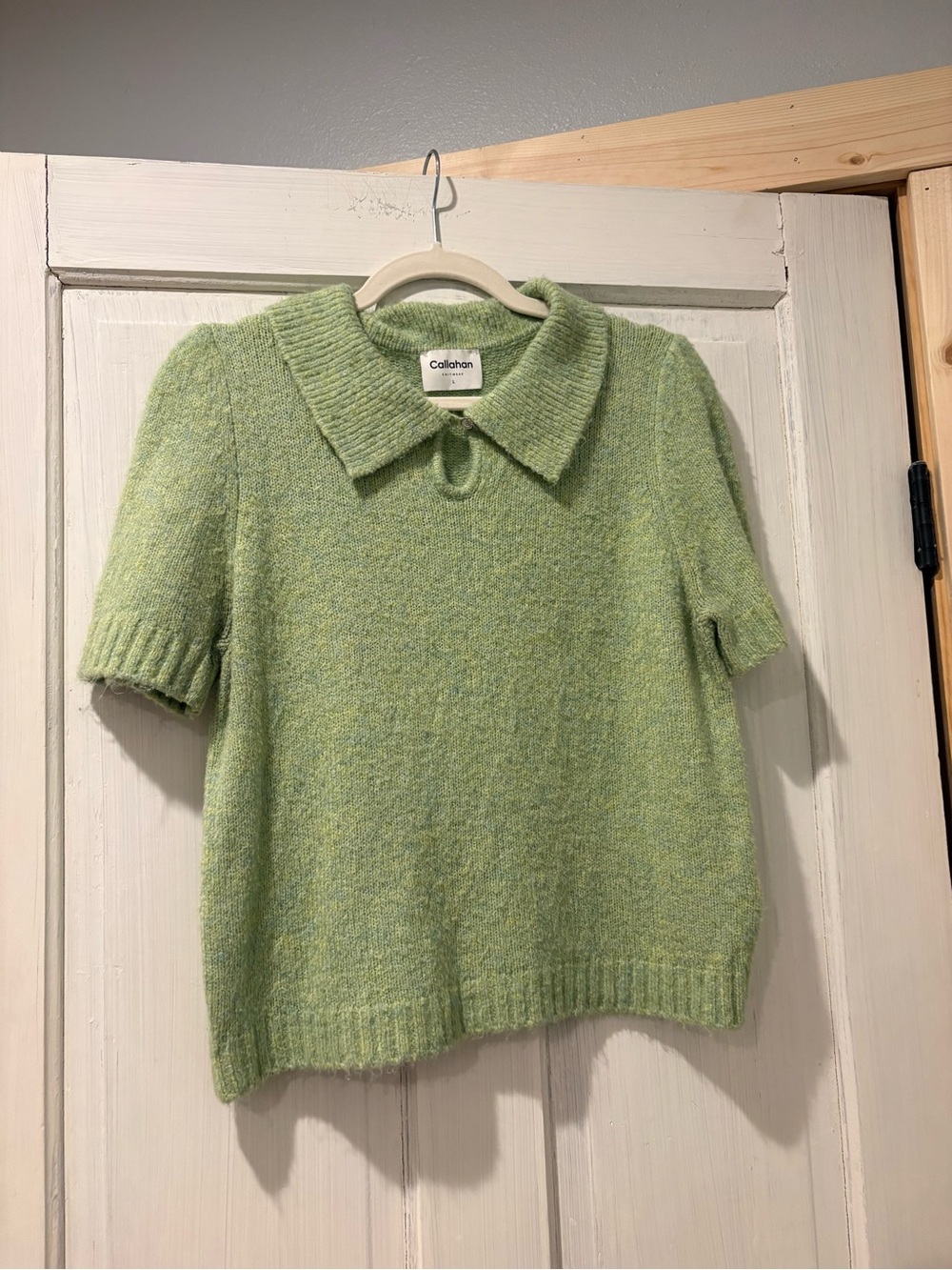 Callahan Mint Green Short-Sleeve Polo Knit Top
